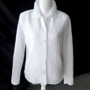 Ruffled white blouse